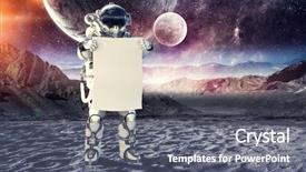  Presentation with spaceman - Colorful PPT theme enhanced with fliem banners - spaceman with banner mixed media backdrop and a  colored foreground