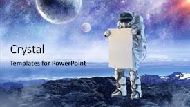  Presentation with spaceman - Cool new PPT theme with fliem banners - spaceman with banner mixed media backdrop and a  colored foreground