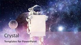  Presentation with spaceman - Cool new slides with fliem banners - spaceman with banner mixed media backdrop and a  colored foreground