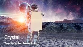 Presentation with spaceman - Beautiful PPT theme featuring fliem banners - spaceman with banner mixed media backdrop and a  colored foreground