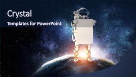  Presentation with spaceman - Slides enhanced with fliem banners - spaceman with banner mixed media background and a  colored foreground