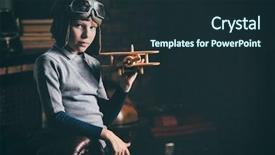  Presentation with imagination - Presentation theme featuring flier - boy dreams of becoming background and a  colored foreground