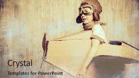  Presentation with cardboard - Colorful presentation enhanced with flier - cute dreamer boy playing backdrop and a soft green colored foreground