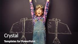  Presentation with dream - PPT theme featuring flier - dream flight cheerful girl imagines background and a  colored foreground