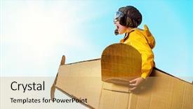  Presentation with eight - Slide deck with flier - eight-year boy playing background and a yellow colored foreground