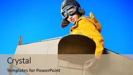  Presentation with eight - PPT theme featuring flier - eight-year boy playing background and a  colored foreground