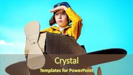  Presentation with imagination - PPT theme having flier - eight-year boy playing background and a tawny brown colored foreground