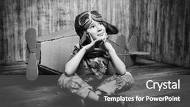  Presentation with imagination - Audience pleasing PPT theme consisting of flier - little dreamer boy playing backdrop and a  colored foreground