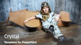  Presentation with airplane - Presentation design consisting of flier - little dreamer boy playing background and a dark gray colored foreground