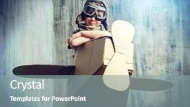  Presentation with imagination - Slide set with flier - little dreamer boy playing background and a gray colored foreground