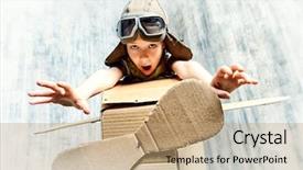  Presentation with imagination - Beautiful slides featuring flier - little dreamer boy playing backdrop and a coral colored foreground