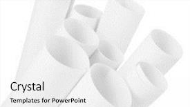  Presentation with paper - Colorful presentation enhanced with flier - white paper rolls isolated backdrop and a white colored foreground