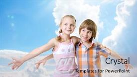  Presentation with kids fly - Theme consisting of fishing village at moo koh surin background and a gray colored foreground