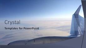  Presentation with flight - Slide deck having flight-above-the-clouds-aerial background and a light blue colored foreground