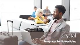  Presentation with airport lounge - Slide deck with flight announcement in airport lounge background and a gray colored foreground