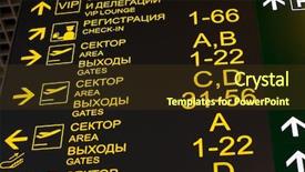  Presentation with departure board - Presentation design enhanced with flight arrivals - arrival and departure board background and a  colored foreground