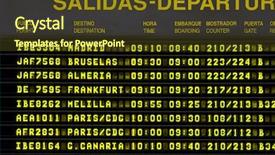  Presentation with airport timetable - Cool new PPT theme with flight board - departure timetable at the airport backdrop and a  colored foreground