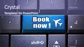  Presentation with now - Slides having flight booking - book now button background and a ocean colored foreground