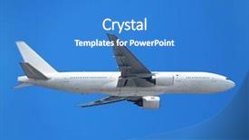  Presentation with jet airplane - Slide set consisting of flight clear blue sky background and a teal colored foreground