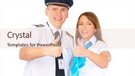  Presentation with flight attendant - Audience pleasing PPT theme consisting of flight crew wearing uniforms cheerful backdrop and a lemonade colored foreground