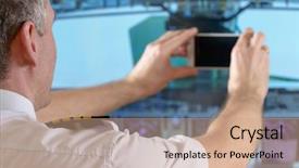  Presentation with airplane pilot - Cool new PPT theme with flight deck - airline pilot wearing uniform backdrop and a coral colored foreground
