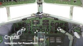  Presentation with cockpit - Audience pleasing slide deck consisting of flight deck - cockpit of an old airplane backdrop and a dark gray colored foreground