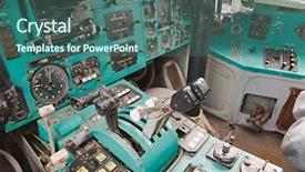  Presentation with cockpit - Presentation theme consisting of flight deck - cockpit of an old airplane background and a ocean colored foreground