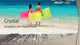  Presentation with rafting on bamboo rafts - Cool new PPT layouts with flight deck - couple with inflatable rafts looking backdrop and a soft green colored foreground