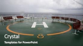  Presentation with cruise ship - Colorful slides enhanced with flight deck - helipad aka landing place backdrop and a tawny brown colored foreground