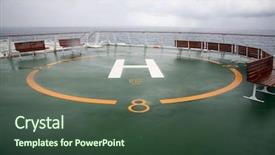  Presentation with cruise ship - Slides featuring flight deck - helipad aka landing place background and a tawny brown colored foreground