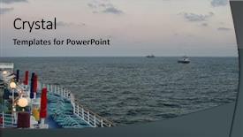  Presentation with mayflower ship - Beautiful slides featuring flight deck - huge cruise ship approaches backdrop and a light gray colored foreground