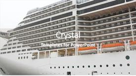  Presentation with port cargo crane ship - PPT layouts enhanced with flight deck - huge cruise ship background and a gray colored foreground