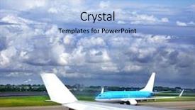  Presentation with airport - PPT layouts enhanced with flight deck - planes at airport background and a light blue colored foreground