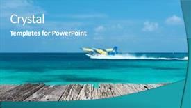  Presentation with maldives - Slide set consisting of flight deck - twin otter seaplane at maldives background and a teal colored foreground