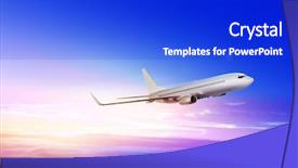  Presentation with airplane - Theme enhanced with flight gear - flying-up white passenger airplane background and a cobalt blue colored foreground