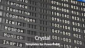  Presentation with airport departure arrival information board - Colorful PPT theme enhanced with flight information board in airport backdrop and a  colored foreground