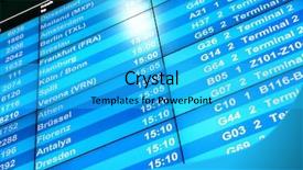  Presentation with airport departure arrival information board - Slide deck consisting of train schedule - flight information board in airport background and a cyan colored foreground