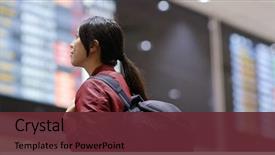  Presentation with flight - PPT theme having flight number in the airport background and a tawny brown colored foreground