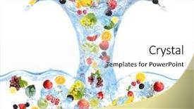  Presentation with fruits in water - Colorful slide set enhanced with flight of fruits and berries backdrop and a white colored foreground