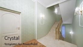  Presentation with green marble - Colorful presentation design enhanced with flight of stairs white marble stairs green wallpaper in house in classical style backdrop and a coral colored foreground