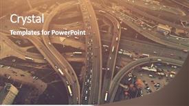  Presentation with trucks - Beautiful PPT layouts featuring flight over evening road traffic backdrop and a coral colored foreground