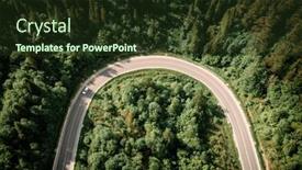  Presentation with forest road - PPT theme consisting of flight-over-the-summer-mountains background and a  colored foreground