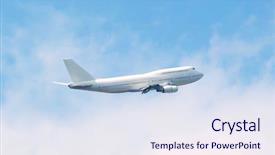  Presentation with jet plane - Amazing theme having flight over white clouds backdrop and a sky blue colored foreground