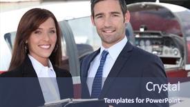  Presentation with cockpit - Theme with flight plan - couple standing by the cockpit background and a ocean colored foreground