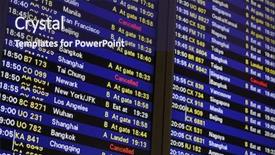  Presentation with departure board - Presentation enhanced with flight schedule information board background and a navy blue colored foreground