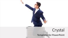  Presentation with business travel - Theme enhanced with flight simulation - businessman in business travel concept background and a white colored foreground