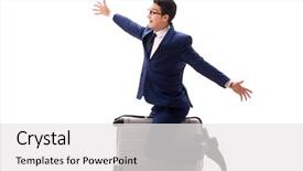  Presentation with business travel - Amazing slide deck having flight simulation - businessman in business travel concept backdrop and a white colored foreground