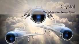  Presentation with flight simulation - PPT theme featuring flight simulation - speedy jets on the sky background and a mint green colored foreground