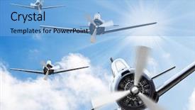  Presentation with flight simulation - Beautiful slide deck featuring flight simulation - vintage plane on a sunny backdrop and a light blue colored foreground