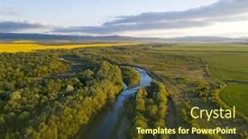  Presentation with rapeseed - Slide deck having flight-through-majestic-river-dnister background and a tawny brown colored foreground